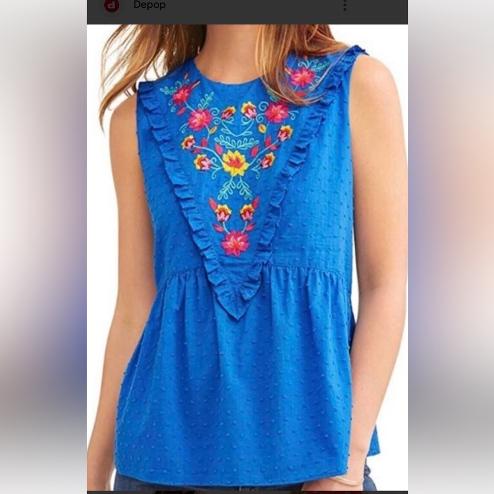NWT Time and Tru Womens S 4-6Swiss Dot Embroidered Sleeveless Top Shirt